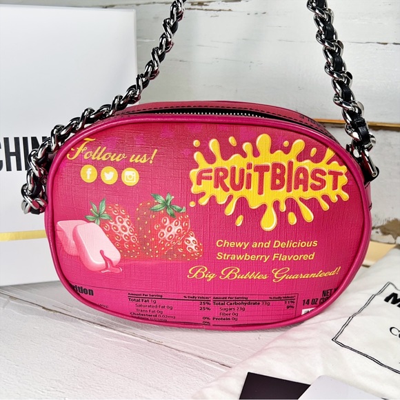 Moschino Couture Pink Coated Canvas Pop Art “Fruitblast” Crossbody Bag - Picture 4 of 10